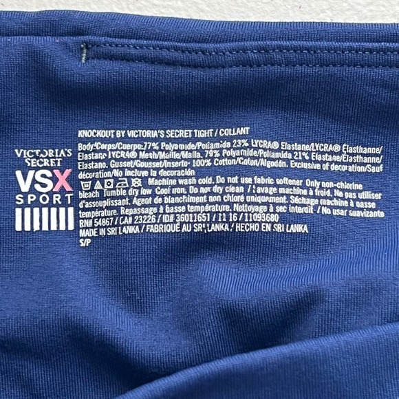 VSX Sport Knockout Leggings Womens Small Blue Mesh Panels Waistband Pocket - Picture 10 of 12